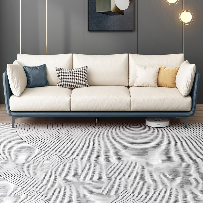 Scandinavian Loose Back Seating Pillow Top Arm Beige Sofa for Apartment