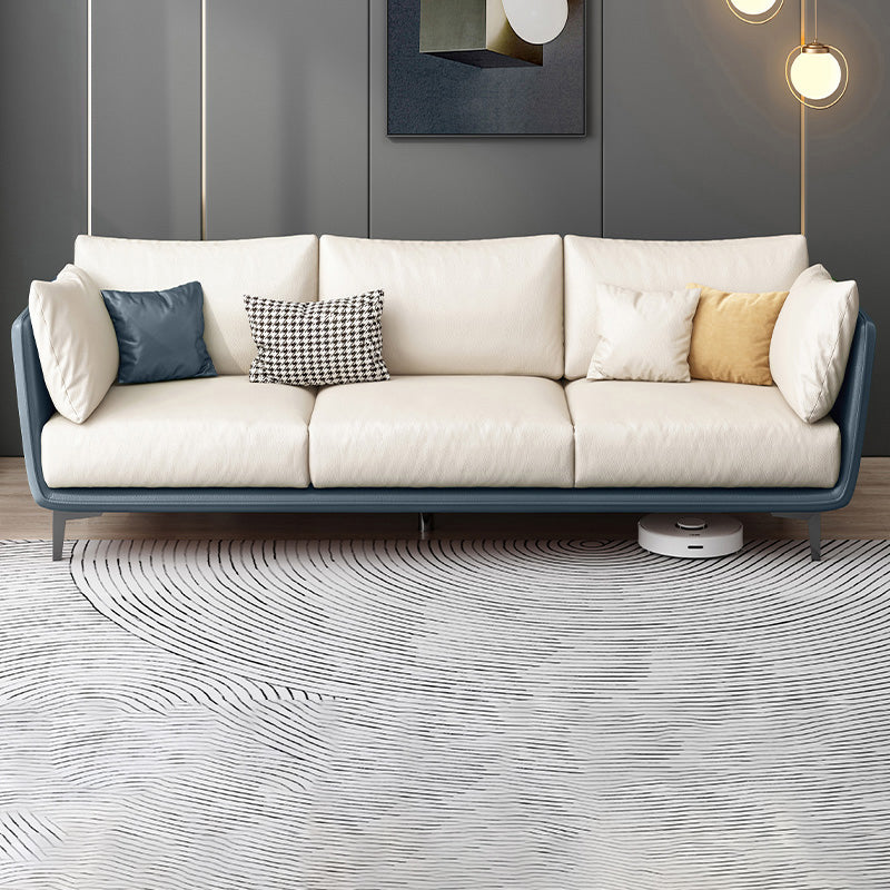 Scandinavian Loose Back Seating Pillow Top Arm Beige Sofa for Apartment