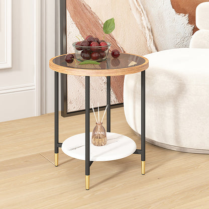 Round Coffee Table Glass Nesting Coffee Table Set with Shelf
