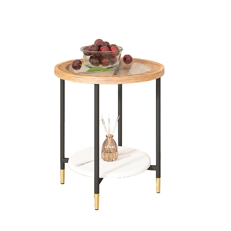 Round Coffee Table Glass Nesting Coffee Table Set with Shelf
