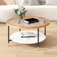 Round Coffee Table Glass Nesting Coffee Table Set with Shelf