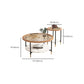 Round Coffee Table Glass Nesting Coffee Table Set with Shelf