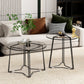 Frame Nesting Coffee Table Set Modern Round Glass Coffee Table