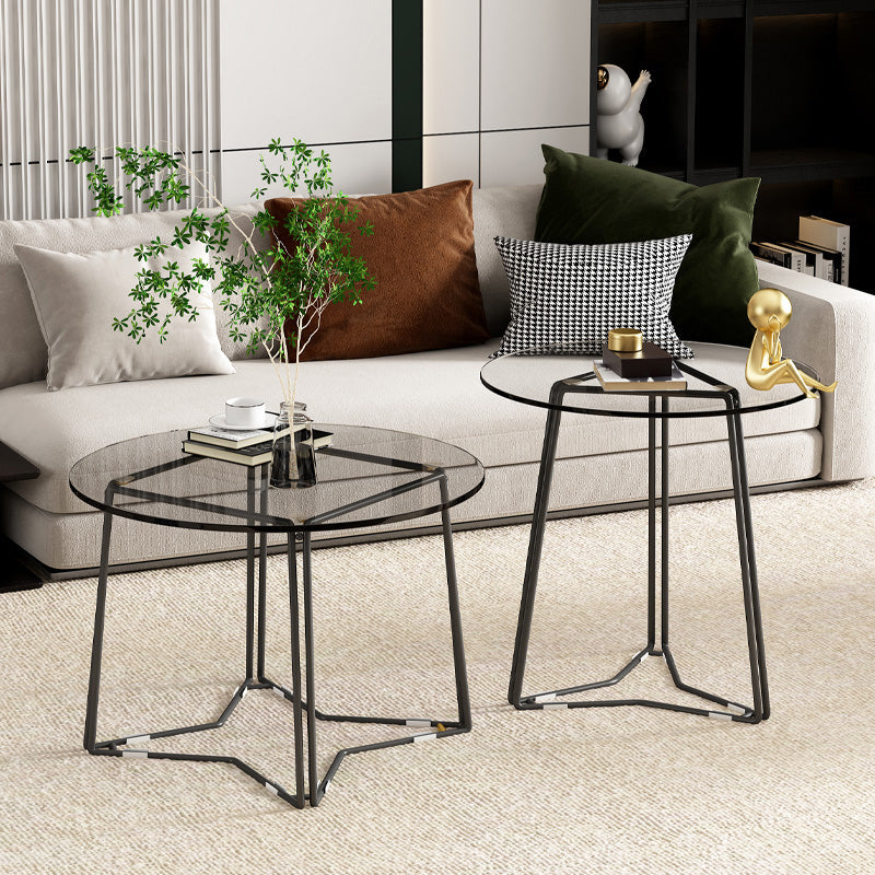 Frame Nesting Coffee Table Set Modern Round Glass Coffee Table