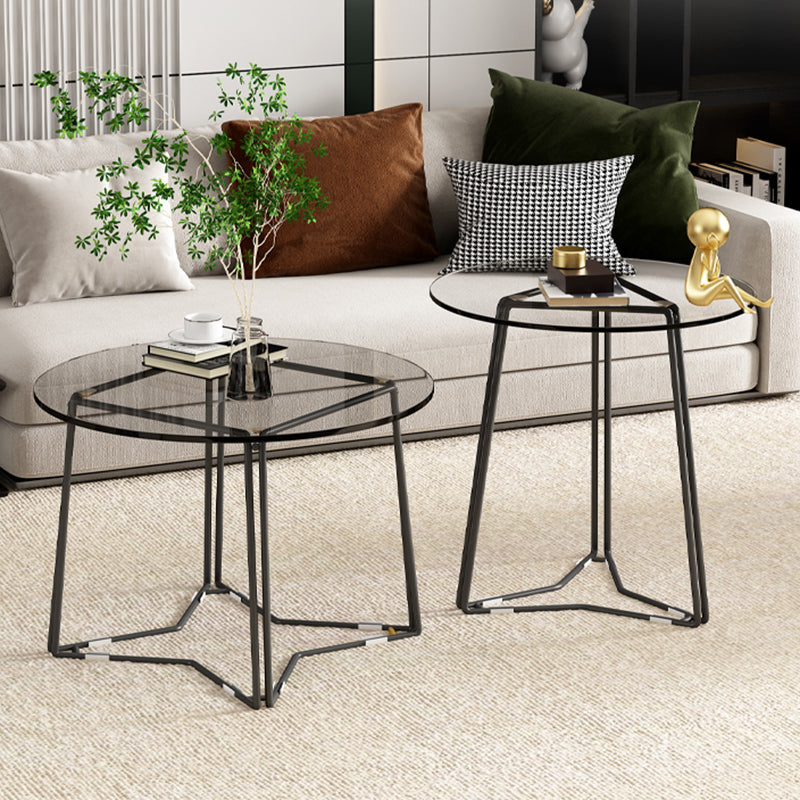 Frame Nesting Coffee Table Set Modern Round Glass Coffee Table