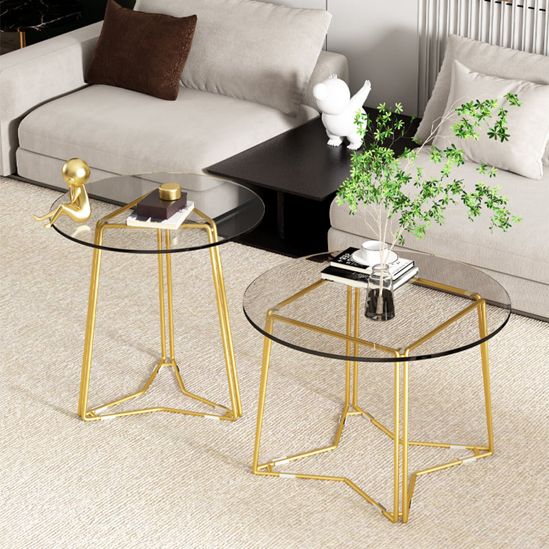 Frame Nesting Coffee Table Set Modern Round Glass Coffee Table