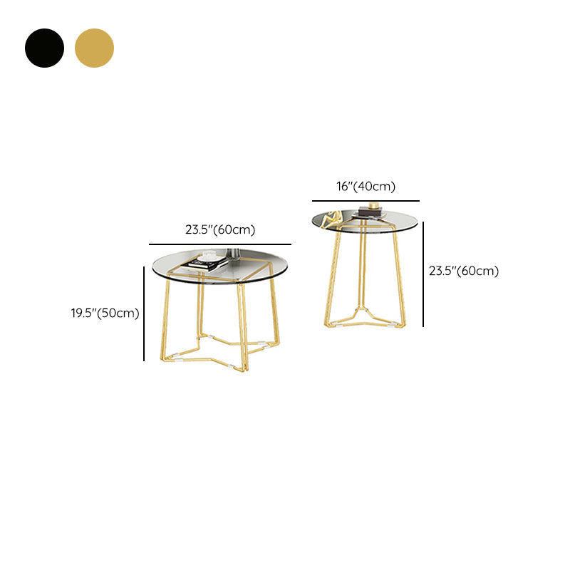 Frame Nesting Coffee Table Set Modern Round Glass Coffee Table
