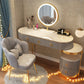 Luxurious Leather Vanity Set Metal and Wood Make-up Vanity with Mirror & Padded Stool