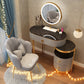 Luxurious Leather Vanity Set Metal and Wood Make-up Vanity with Mirror & Padded Stool