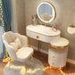 Luxurious Leather Vanity Set Metal and Wood Make-up Vanity with Mirror & Padded Stool