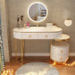 Luxurious Leather Vanity Set Metal and Wood Make-up Vanity with Mirror & Padded Stool