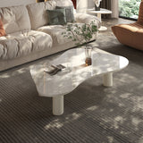 No Distressing Single Coffee Table Slate Free-Form White Coffee Table