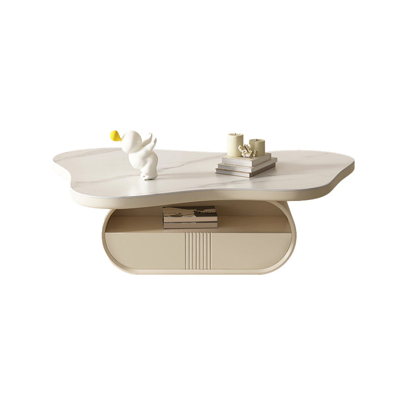 No Distressing Single Coffee Table Slate Free-Form White Coffee Table Clearhalo 'Coffee & Accent Tables' 'Coffee Tables' 'coffee_tables' 'furn' 'furn_coffee_tables' 'Furniture' 'Living Room Furniture' 6705315