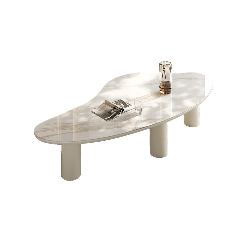 No Distressing Single Coffee Table Slate Free-Form White Coffee Table 51"L x 26"W x 14"H Clearhalo 'Coffee & Accent Tables' 'Coffee Tables' 'coffee_tables' 'furn' 'furn_coffee_tables' 'Furniture' 'Living Room Furniture' 6705324