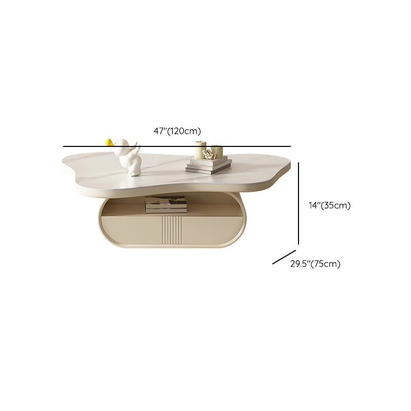 No Distressing Single Coffee Table Slate Free-Form White Coffee Table Clearhalo 'Coffee & Accent Tables' 'Coffee Tables' 'coffee_tables' 'furn' 'furn_coffee_tables' 'Furniture' 'Living Room Furniture' 6705328