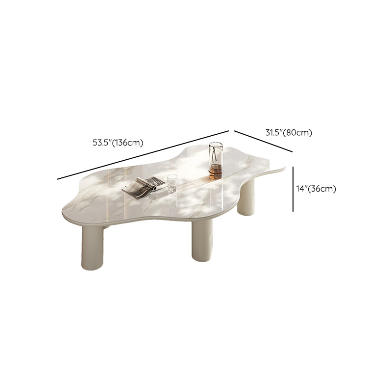 No Distressing Single Coffee Table Slate Free-Form White Coffee Table Clearhalo 'Coffee & Accent Tables' 'Coffee Tables' 'coffee_tables' 'furn' 'furn_coffee_tables' 'Furniture' 'Living Room Furniture' 6705329