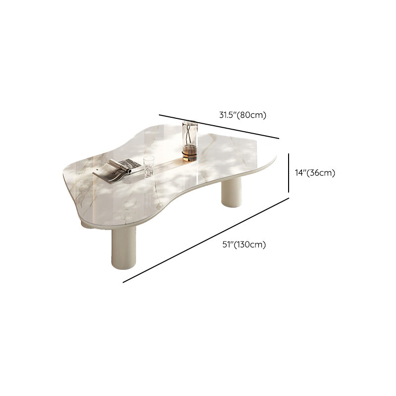 No Distressing Single Coffee Table Slate Free-Form White Coffee Table Clearhalo 'Coffee & Accent Tables' 'Coffee Tables' 'coffee_tables' 'furn' 'furn_coffee_tables' 'Furniture' 'Living Room Furniture' 6705332