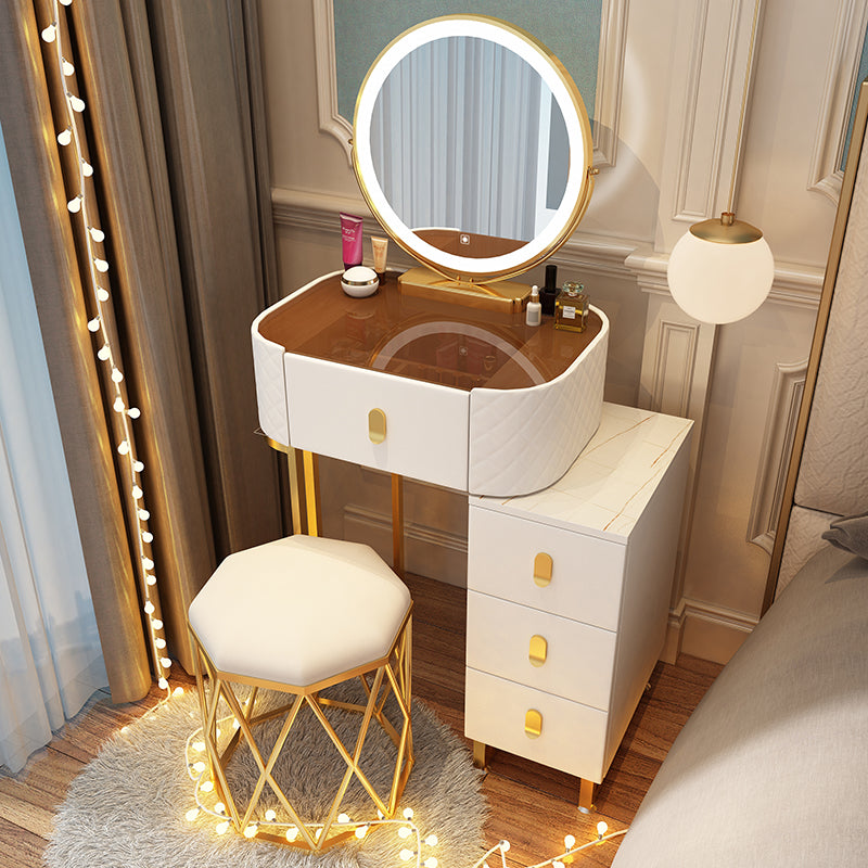 Tavolo da toeletta a specchio illuminato dimmeble 4 cassetti e vanità per il trucco delle feci