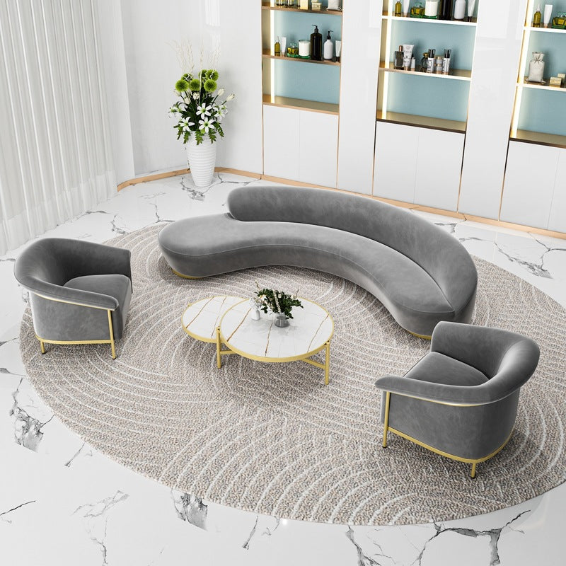 Scandinavian Cushions Tuxedo Arm Curved Living Room Fabric Settee Clearhalo 'furn' 'furn_sofas' 'Furniture' 'Living Room Furniture' 'Sofa' 'sofas' 6705372