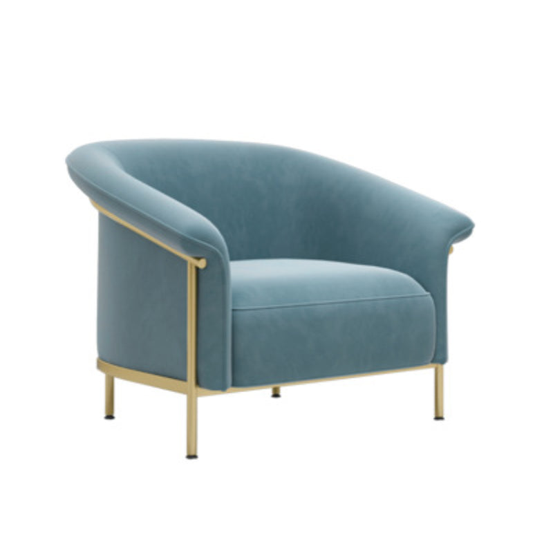 Scandinavian Cushions Tuxedo Arm Curved Living Room Fabric Settee 35"L x 31"W x 26"H Blue Clearhalo 'furn' 'furn_sofas' 'Furniture' 'Living Room Furniture' 'Sofa' 'sofas' 6705373
