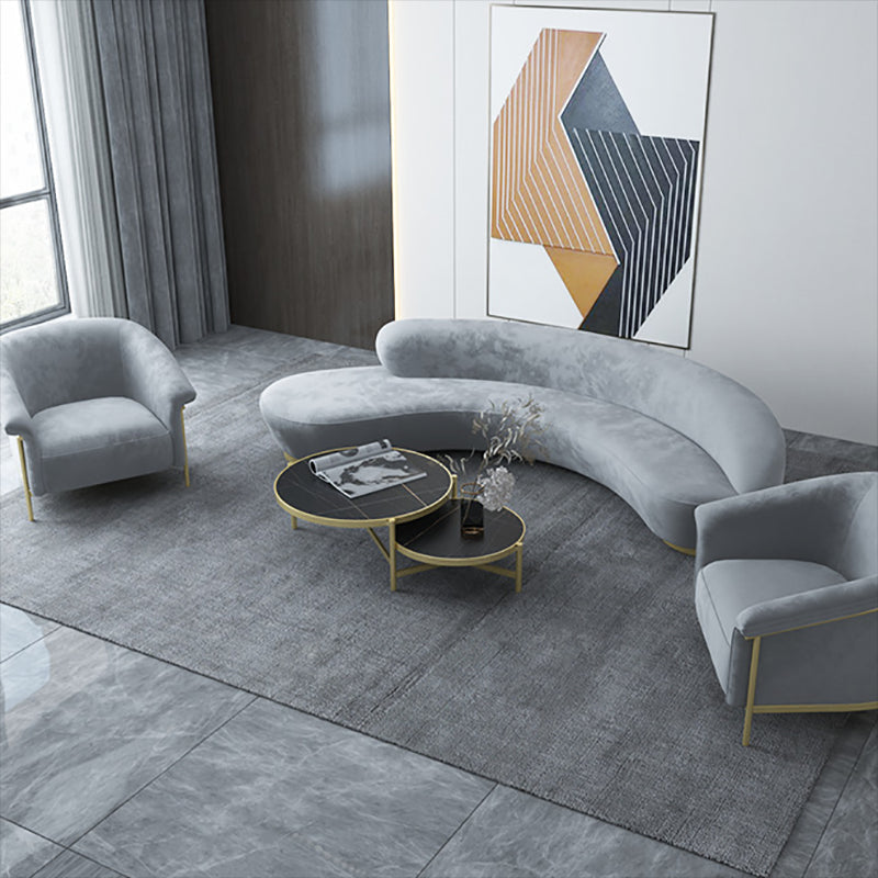 Scandinavian Cushions Tuxedo Arm Curved Living Room Fabric Settee Clearhalo 'furn' 'furn_sofas' 'Furniture' 'Living Room Furniture' 'Sofa' 'sofas' 6705374