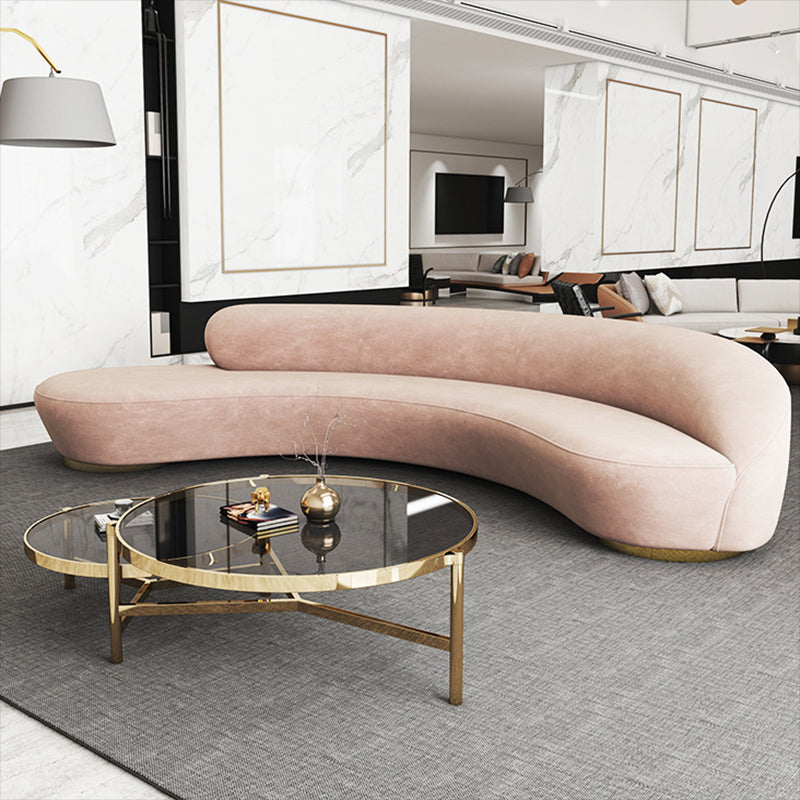 Scandinavian Cushions Tuxedo Arm Curved Living Room Fabric Settee Clearhalo 'furn' 'furn_sofas' 'Furniture' 'Living Room Furniture' 'Sofa' 'sofas' 6705376