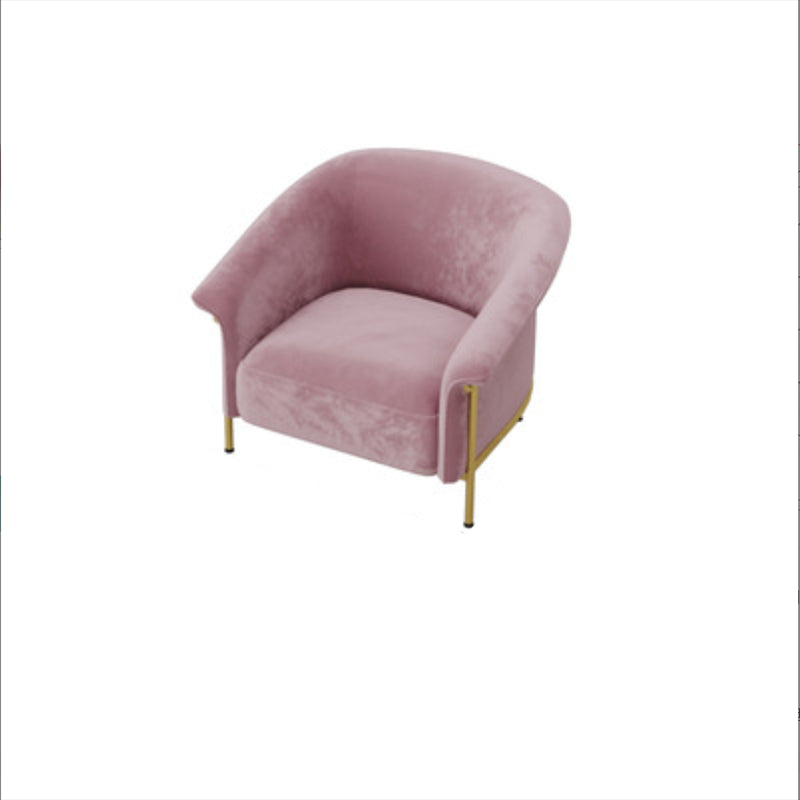 Scandinavian Cushions Tuxedo Arm Curved Living Room Fabric Settee 35"L x 31"W x 26"H Pink Clearhalo 'furn' 'furn_sofas' 'Furniture' 'Living Room Furniture' 'Sofa' 'sofas' 6705377