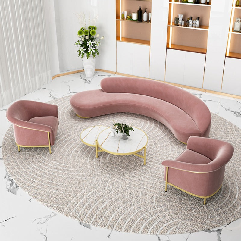 Scandinavian Cushions Tuxedo Arm Curved Living Room Fabric Settee Clearhalo 'furn' 'furn_sofas' 'Furniture' 'Living Room Furniture' 'Sofa' 'sofas' 6705379