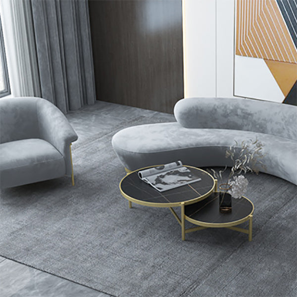 Scandinavian Cushions Tuxedo Arm Curved Living Room Fabric Settee Clearhalo 'furn' 'furn_sofas' 'Furniture' 'Living Room Furniture' 'Sofa' 'sofas' 6705383