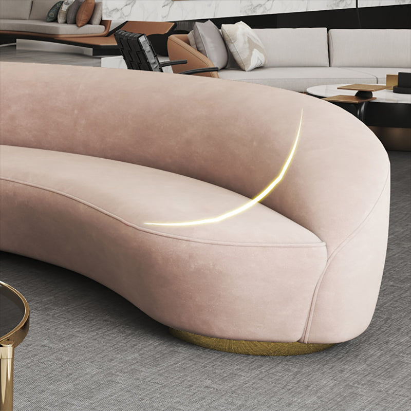 Scandinavian Cushions Tuxedo Arm Curved Living Room Fabric Settee Clearhalo 'furn' 'furn_sofas' 'Furniture' 'Living Room Furniture' 'Sofa' 'sofas' 6705387