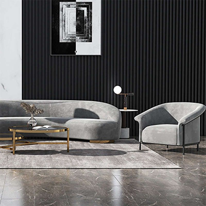 Scandinavian Cushions Tuxedo Arm Curved Living Room Fabric Settee Clearhalo 'furn' 'furn_sofas' 'Furniture' 'Living Room Furniture' 'Sofa' 'sofas' 6705389