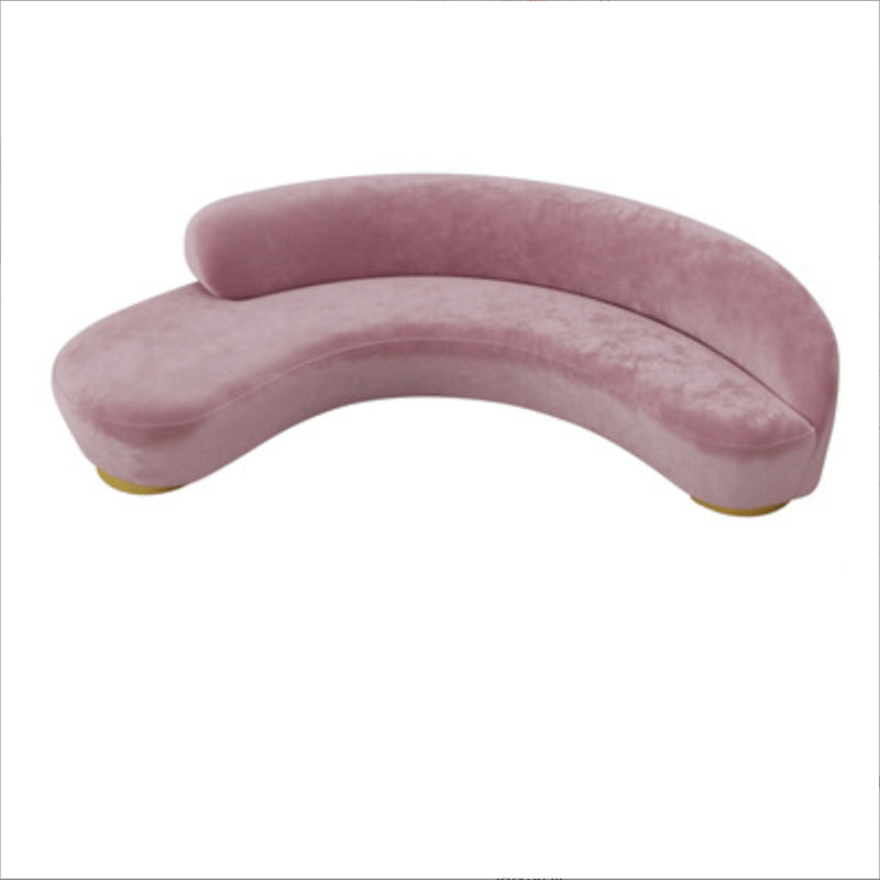 Scandinavian Cushions Tuxedo Arm Curved Living Room Fabric Settee 83"L x 29.5"W x 31.5"H Pink Clearhalo 'furn' 'furn_sofas' 'Furniture' 'Living Room Furniture' 'Sofa' 'sofas' 6705390