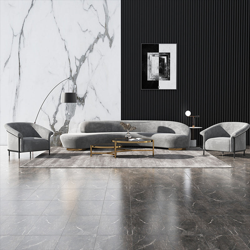 Scandinavian Cushions Tuxedo Arm Curved Living Room Fabric Settee Clearhalo 'furn' 'furn_sofas' 'Furniture' 'Living Room Furniture' 'Sofa' 'sofas' 6705391