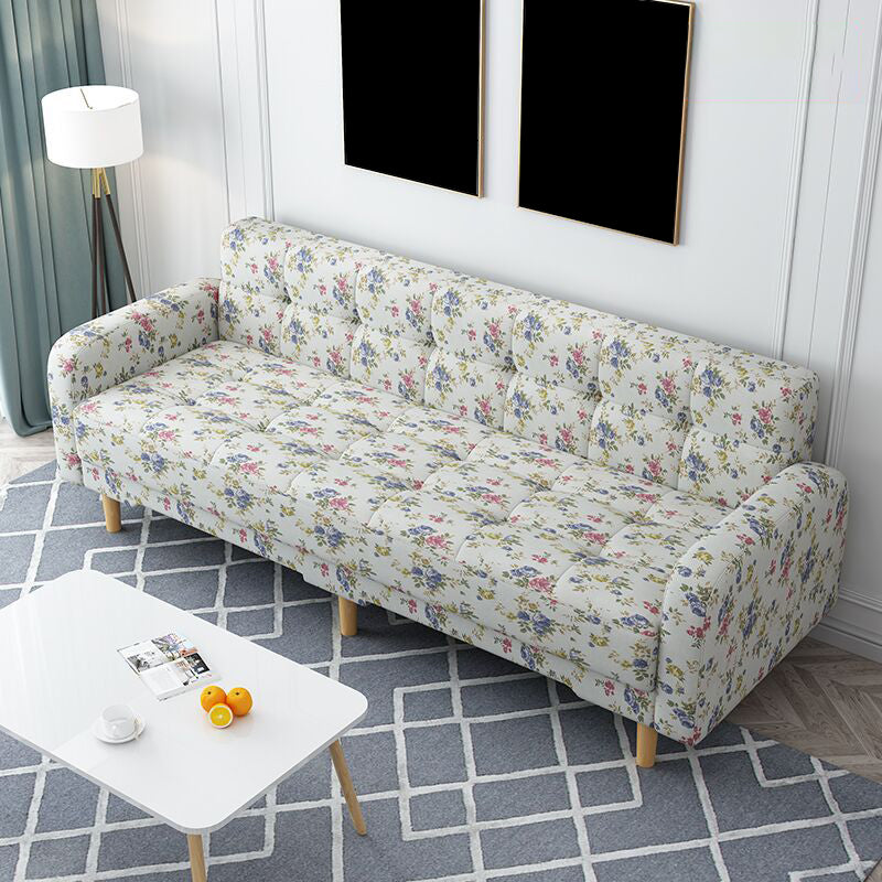 Industrial Living Room Settee Square Arm Biscuit Back Seating White-Gray Canvas Clearhalo 'furn' 'furn_sofas' 'Furniture' 'Living Room Furniture' 'Sofa' 'sofas' 6705448