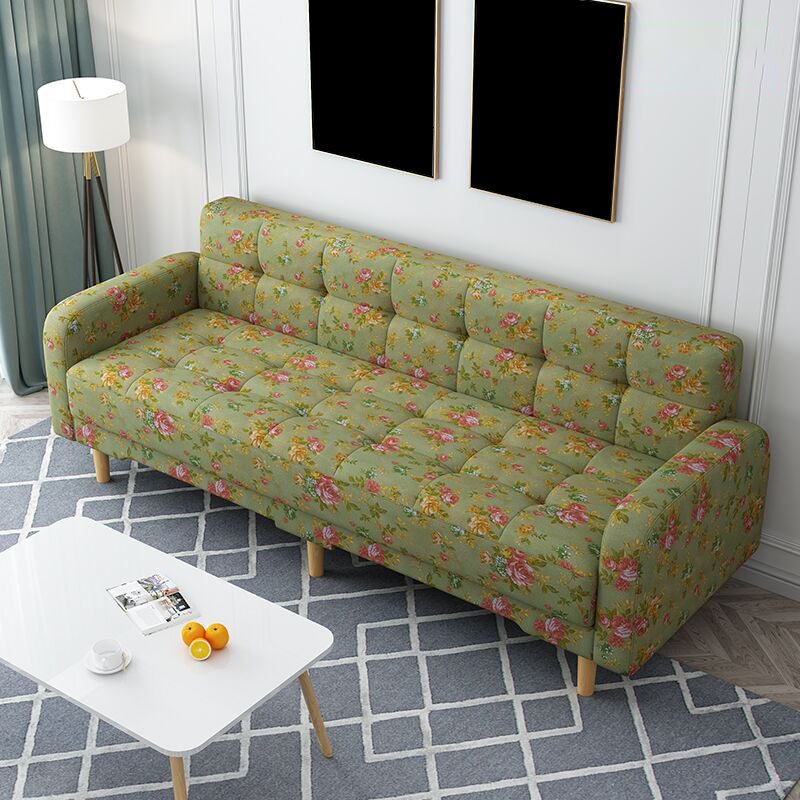 Industrial Living Room Settee Square Arm Biscuit Back Seating Green-Red Canvas Clearhalo 'furn' 'furn_sofas' 'Furniture' 'Living Room Furniture' 'Sofa' 'sofas' 6705451