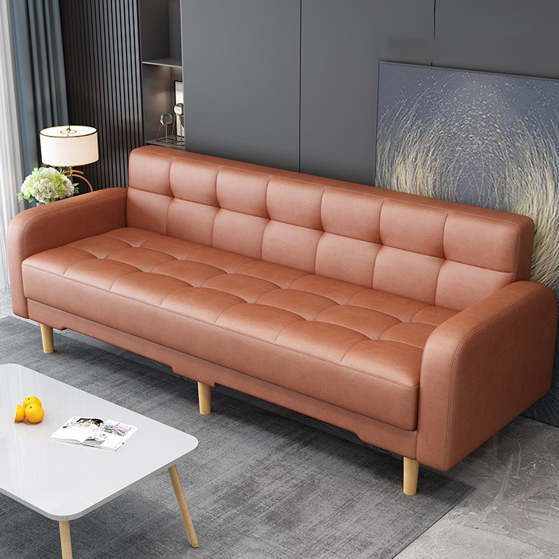 Industrial Living Room Settee Square Arm Biscuit Back Seating Orange Tech Cloth Clearhalo 'furn' 'furn_sofas' 'Furniture' 'Living Room Furniture' 'Sofa' 'sofas' 6705456