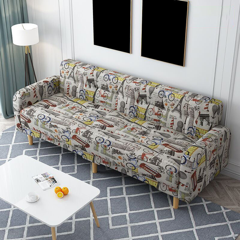 Industrial Living Room Settee Square Arm Biscuit Back Seating Grey Flannel Clearhalo 'furn' 'furn_sofas' 'Furniture' 'Living Room Furniture' 'Sofa' 'sofas' 6705459