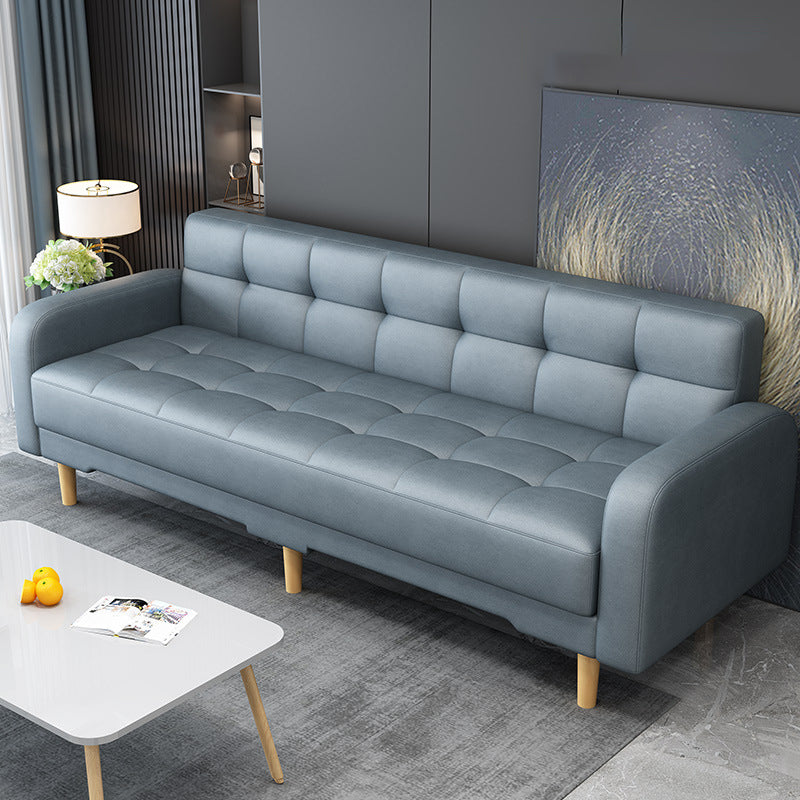 Industrial Living Room Settee Square Arm Biscuit Back Seating Light Blue Tech Cloth Clearhalo 'furn' 'furn_sofas' 'Furniture' 'Living Room Furniture' 'Sofa' 'sofas' 6705462