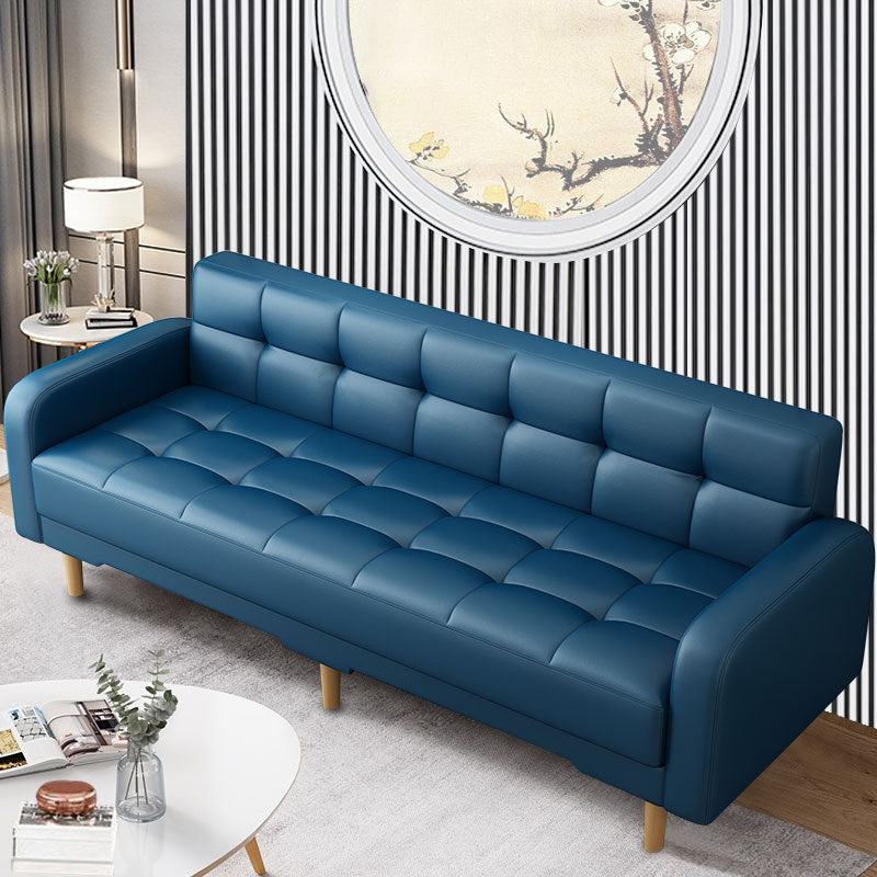 Industrial Living Room Settee Square Arm Biscuit Back Seating Blue Oiled Leather Clearhalo 'furn' 'furn_sofas' 'Furniture' 'Living Room Furniture' 'Sofa' 'sofas' 6705463