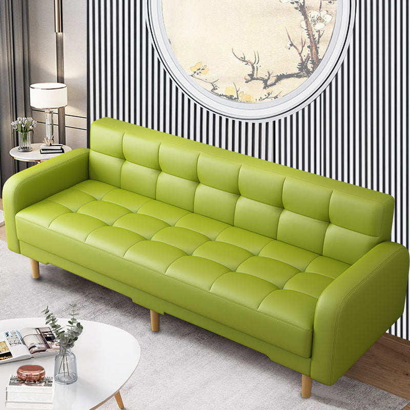 Industrial Living Room Settee Square Arm Biscuit Back Seating Green Oiled Leather Clearhalo 'furn' 'furn_sofas' 'Furniture' 'Living Room Furniture' 'Sofa' 'sofas' 6705464