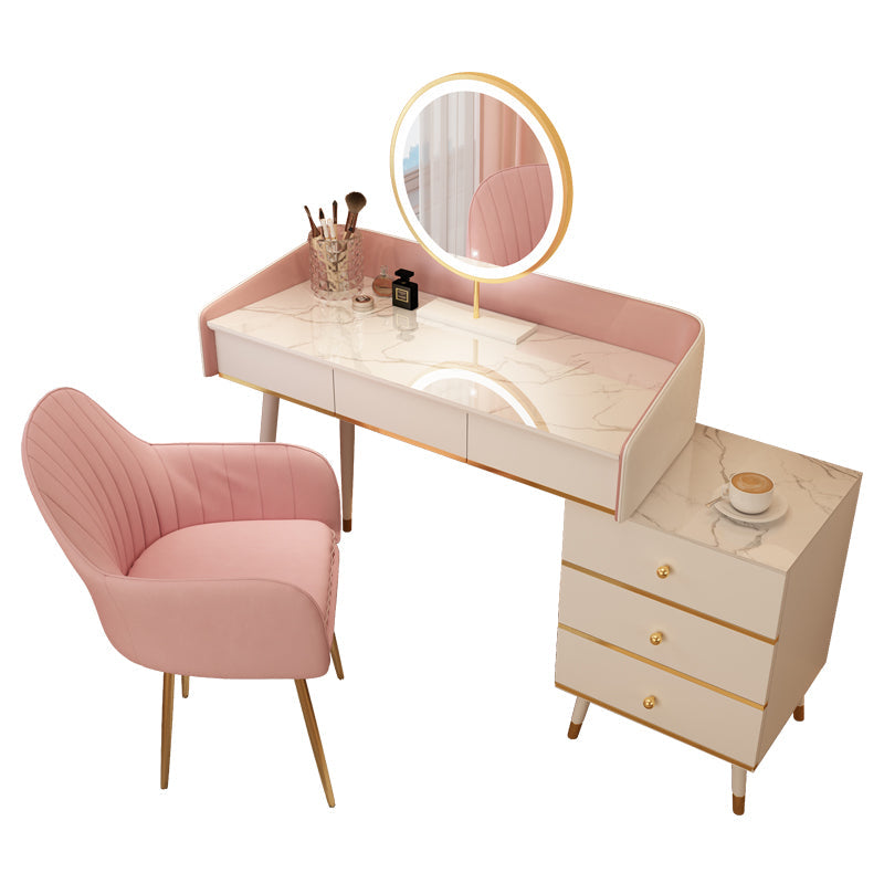 Wood Mirrored Vanity Desk with 5/6 Drawers Luxurious Dressing Table Clearhalo 'Bedroom Furniture' 'furn' 'furn_makeup_vanities' 'Furniture' 'Makeup Vanities' 'makeup_vanities' 6705482