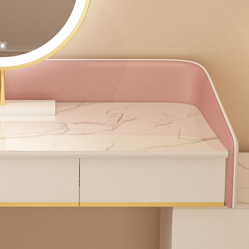 Wood Mirrored Vanity Desk with 5/6 Drawers Luxurious Dressing Table Clearhalo 'Bedroom Furniture' 'furn' 'furn_makeup_vanities' 'Furniture' 'Makeup Vanities' 'makeup_vanities' 6705483