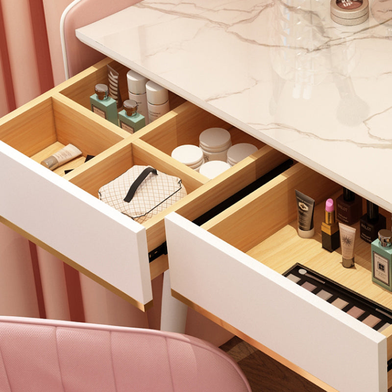 Wood Mirrored Vanity Desk with 5/6 Drawers Luxurious Dressing Table Clearhalo 'Bedroom Furniture' 'furn' 'furn_makeup_vanities' 'Furniture' 'Makeup Vanities' 'makeup_vanities' 6705487