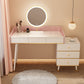 Wood Mirrored Vanity Desk with 5/6 Drawers Luxurious Dressing Table Makeup Vanity & Mirror 39"L x 16"W x 31"H Pink-White Clearhalo 'Bedroom Furniture' 'furn' 'furn_makeup_vanities' 'Furniture' 'Makeup Vanities' 'makeup_vanities' 6705488