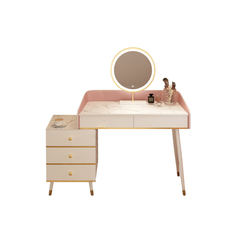 Wood Mirrored Vanity Desk with 5/6 Drawers Luxurious Dressing Table Clearhalo 'Bedroom Furniture' 'furn' 'furn_makeup_vanities' 'Furniture' 'Makeup Vanities' 'makeup_vanities' 6705492