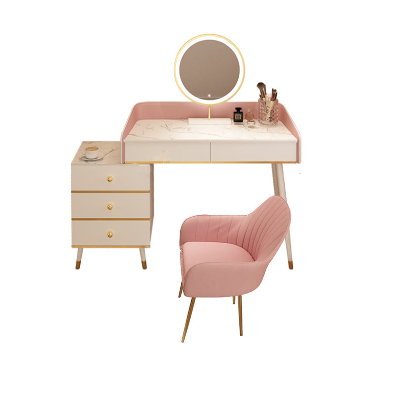 Wood Mirrored Vanity Desk with 5/6 Drawers Luxurious Dressing Table Clearhalo 'Bedroom Furniture' 'furn' 'furn_makeup_vanities' 'Furniture' 'Makeup Vanities' 'makeup_vanities' 6705493