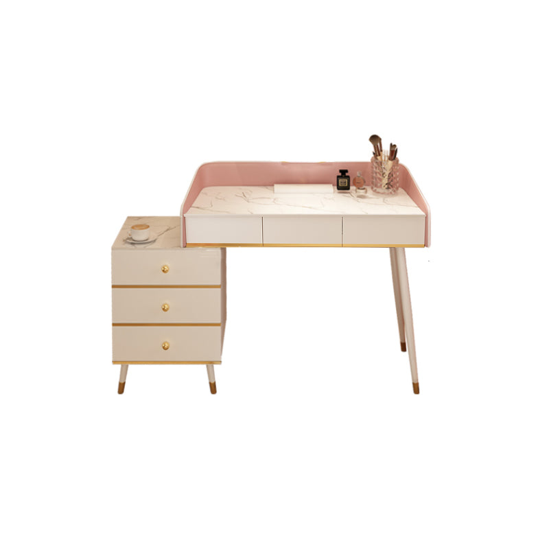 Wood Mirrored Vanity Desk with 5/6 Drawers Luxurious Dressing Table Clearhalo 'Bedroom Furniture' 'furn' 'furn_makeup_vanities' 'Furniture' 'Makeup Vanities' 'makeup_vanities' 6705495