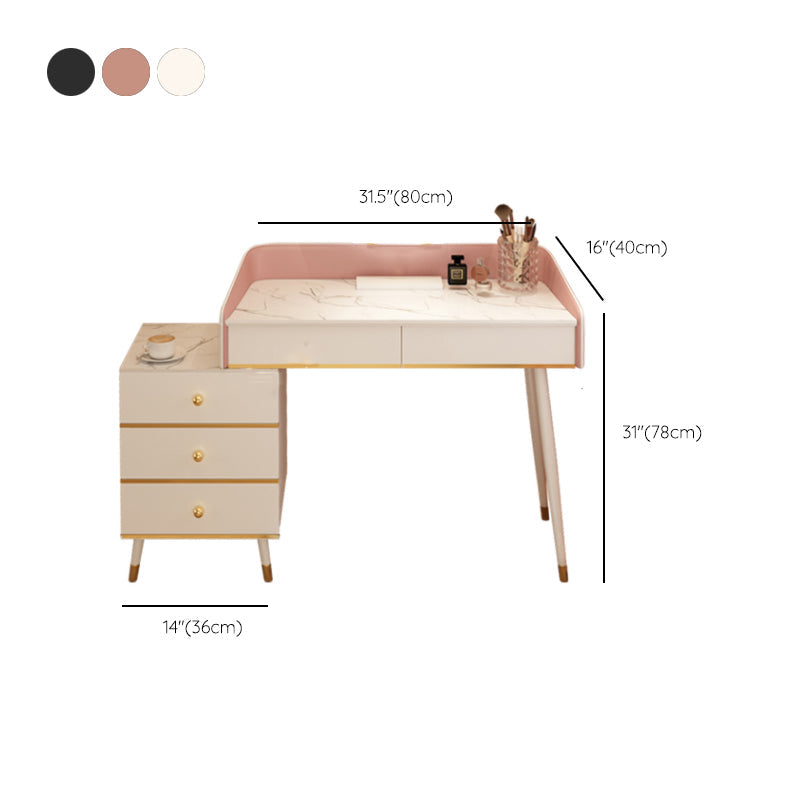 Wood Mirrored Vanity Desk with 5/6 Drawers Luxurious Dressing Table Clearhalo 'Bedroom Furniture' 'furn' 'furn_makeup_vanities' 'Furniture' 'Makeup Vanities' 'makeup_vanities' 6705496