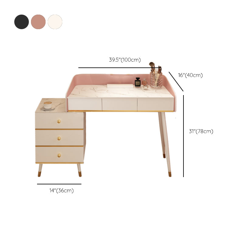 Wood Mirrored Vanity Desk with 5/6 Drawers Luxurious Dressing Table Clearhalo 'Bedroom Furniture' 'furn' 'furn_makeup_vanities' 'Furniture' 'Makeup Vanities' 'makeup_vanities' 6705497