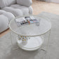 Round Cocktail Table Glass Top Single Coffee Table with Shelf Clearhalo 'Coffee & Accent Tables' 'Coffee Tables' 'coffee_tables' 'furn' 'furn_coffee_tables' 'Furniture' 'Living Room Furniture' 6705538